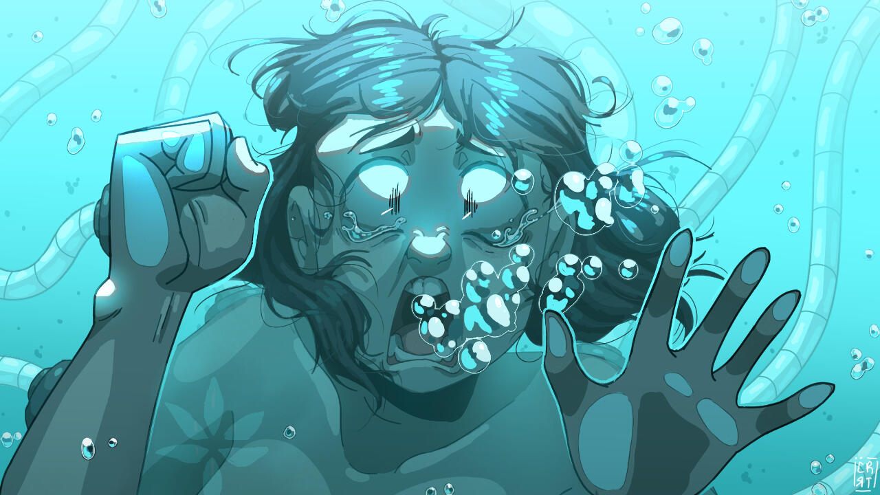 Scream underwater, commission for @tororuzii