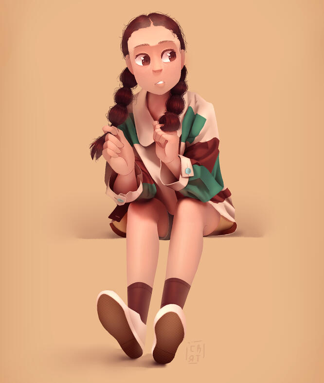 Study from a picture. Folds and rendering practice.